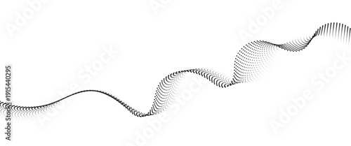 Flowing Dot Wave halftone gradient pattern on transparent background