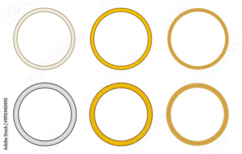 Snake Bone Pattern Circle Frame Border Vector Illustration Set