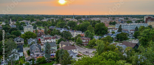 Foto Aerial view of Kenosha town along Lake Michigan, Wisconsin
