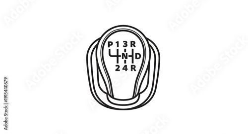 Car Gear Shift Knob Closeup.