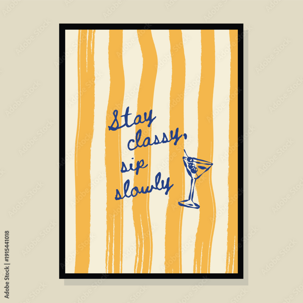 Fototapeta premium La Dolce Vita hand drawn vector illustration in a poster frame. Art for poster design, postcards, branding, logo design, background. 