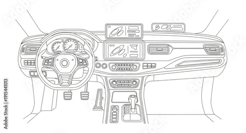 Car Interior Dashboard Control Panel.
