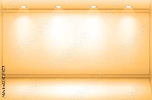 Gallery Interior Design with empty wall and lights