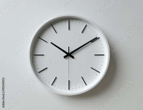 Wallpaper Mural Precise Timekeeping: A clean, minimalist clock with a white face and sleek black hands. It embodies simplicity and timelessness.  Torontodigital.ca