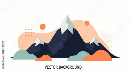 Majestic Mountain Range with Abstract Shapes and Colors - A Beautiful Nature Vector Background