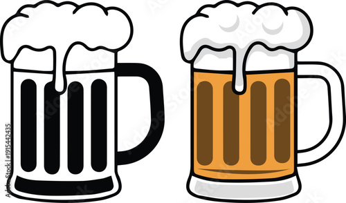 Frothy Beer Mugs Toasting Vector  2.eps