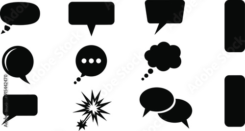 Speech bubble and thought cloud icons.  Communication, dialogue, or thinking in digital interfaces. 