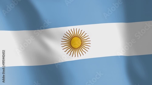 Flag of Argentina animated background. Symbol of the Argentine nation and the culture. Waving flag in the wind footage. Looping video of the national flag.