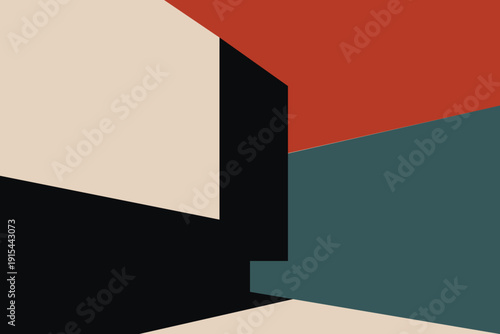 Brutalist Style Abstract Geometric Color Block Background