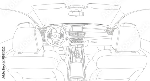 Car Interior Front View Illustration.