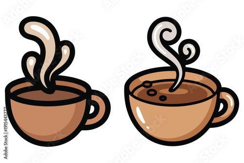Hot coffee cup cartoon icon cute beverage illustration
