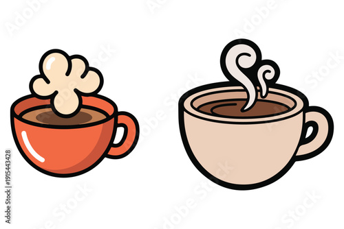 Hot coffee cup cartoon icon cute beverage illustration