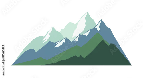 Minimalist and Stylized Vector Illustration Depicting a Range of Snow-Capped Mountain Peaks, Evoking a Sense of Serenity, Nature, and High-Altitude Landscapes