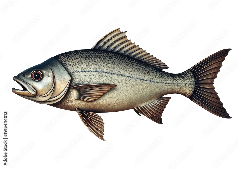 Obraz premium A single fish swimming on a plain white surface