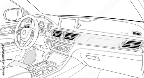 Car Interior Dashboard Steering Wheel.