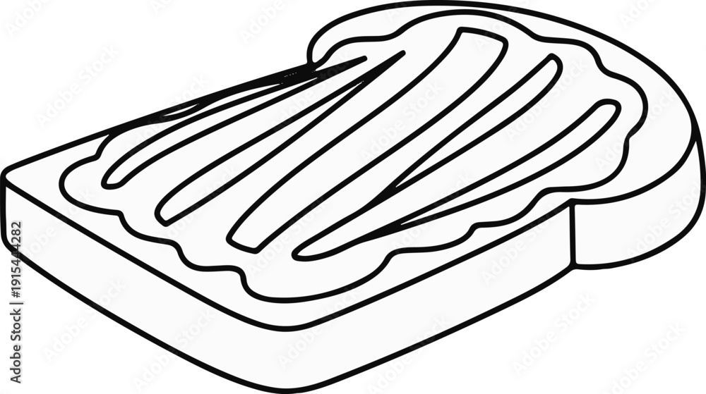 Obraz premium A simple line drawing of a slice of toast with a topping spread