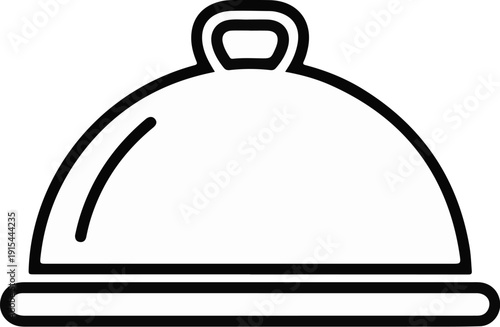 A simple outline drawing of a covered dish