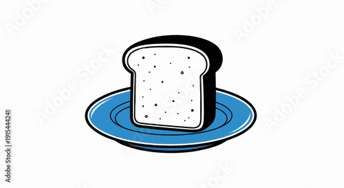 A slice of white bread with black specks sits on a blue plate