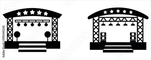 Modern stage setup with lighting and speakers for events.