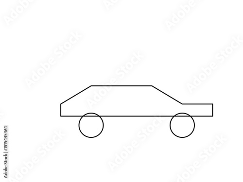 Simple line drawing of a car viewed from the side.