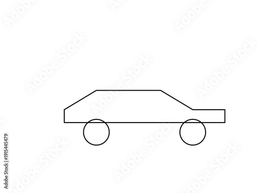 Simple black and white line drawing of a car.