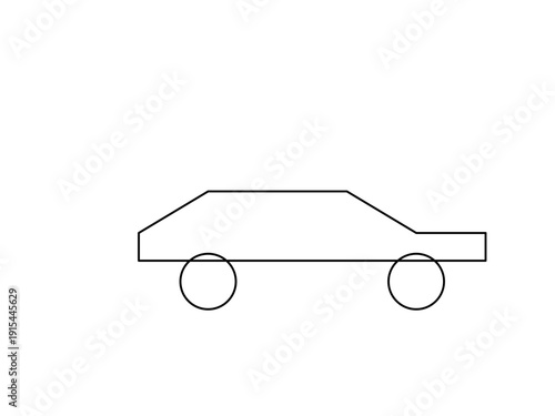 Simple line drawing of a car viewed from the side.