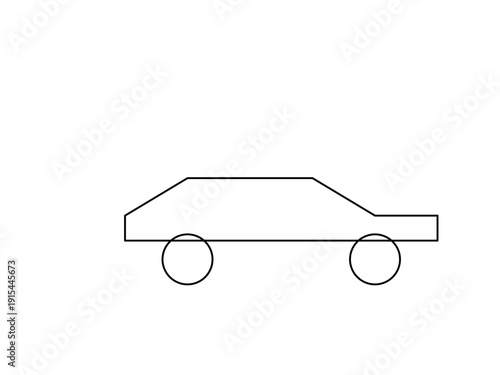 Simple line drawing of a car viewed from the side.