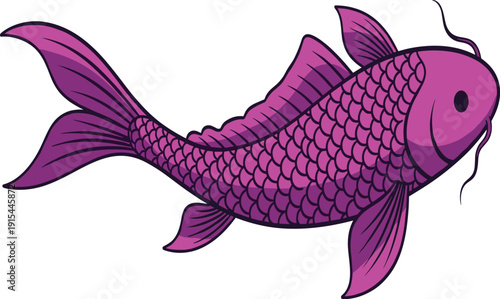 Purple Koi Fish Swimming in Water with Detailed Scales and Fins 1