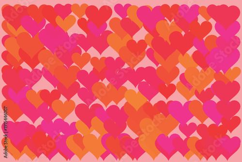Sweet Pink Romantic Heart Cluster Love Pattern Vector Illustration
