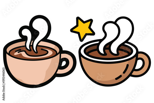 Hot coffee cup cartoon icon cute beverage illustration
