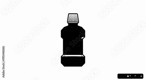 A minimalist black silhouette of a contoured bottle with a ribbed cap