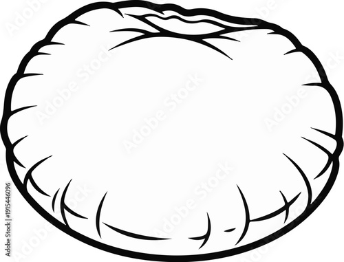 A soft, round, puffy cushion drawn with bold black outlines