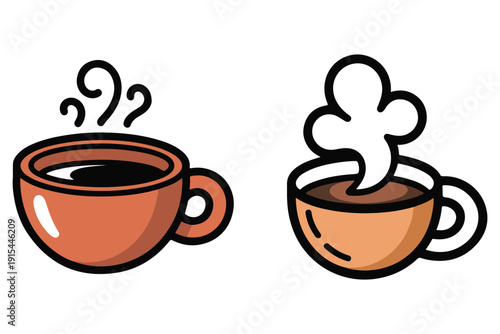 Hot coffee cup cartoon icon cute beverage illustration