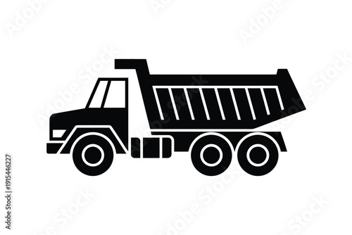 Silhouette of a heavy-duty dump truck on a white background