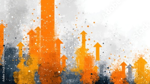 Ai-driven business strategy event urban setting watercolor abstract art digital circuits dynamic viewpoint innovation concept