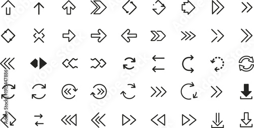 Collection of black and white directional and action