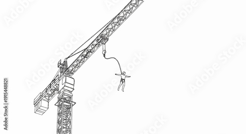 A person bungee jumps from a towering construction crane