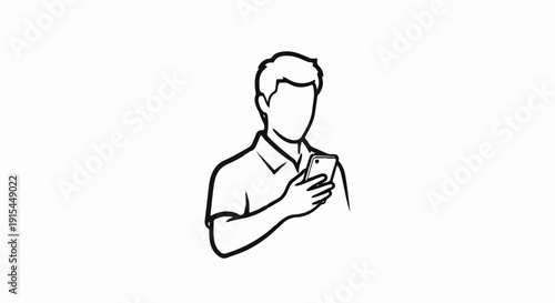 A person in a collared shirt holds and looks at a smartphone