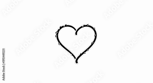 A simple black heart shape outlined with a textured pattern