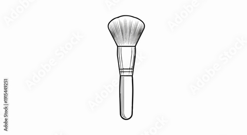 A simple black and white sketch of a powder makeup brush