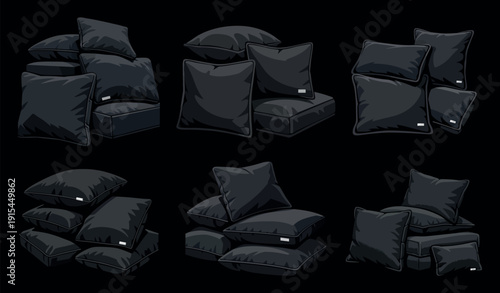 Collection of Velveteen Black Cushions and Pillows for Luxurious Home Decor