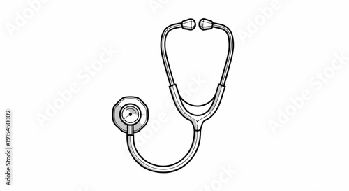 Medical stethoscope icon, a symbol of healthcare, diagnosis, and doctor's examination, isolated on white background