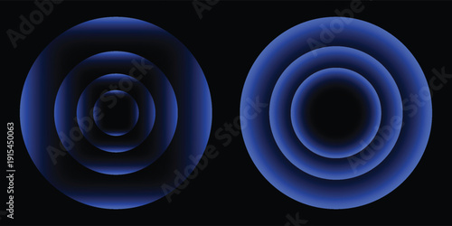 Sonic waves, WiFi signal glowing elements, radar sensor light effects, round wireless network neon symbols. Vector illustration.