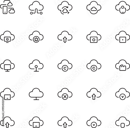 Collection of hand drawn weather icons representing different forecasts