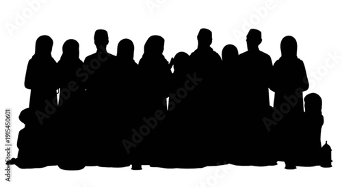 Silhouette of a group of people sitting together in a relaxed manner