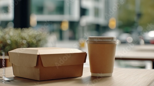 Wallpaper Mural Takeaway Lunch Box and Coffee Cup Torontodigital.ca