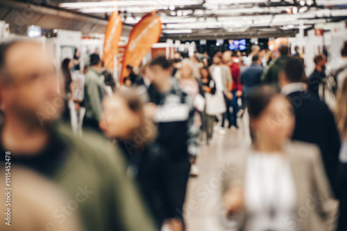 Fotografie Abstract blurred people at exhibition hall of expo event trade show