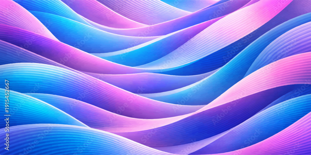 Fototapeta premium Abstract purple and blue background with soft waves featuring a smooth silk texture and flowing violet curves in a modern swirl pattern design