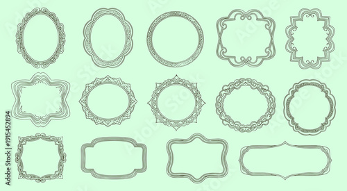 Vintage ornate frame vector collection for wedding invitation labels