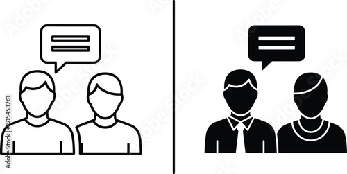 Communication Comparison Icon Showing Open And Restricted Conversation Between Two Groups Representing Dialogue, Discussion, And Social Interaction Concept